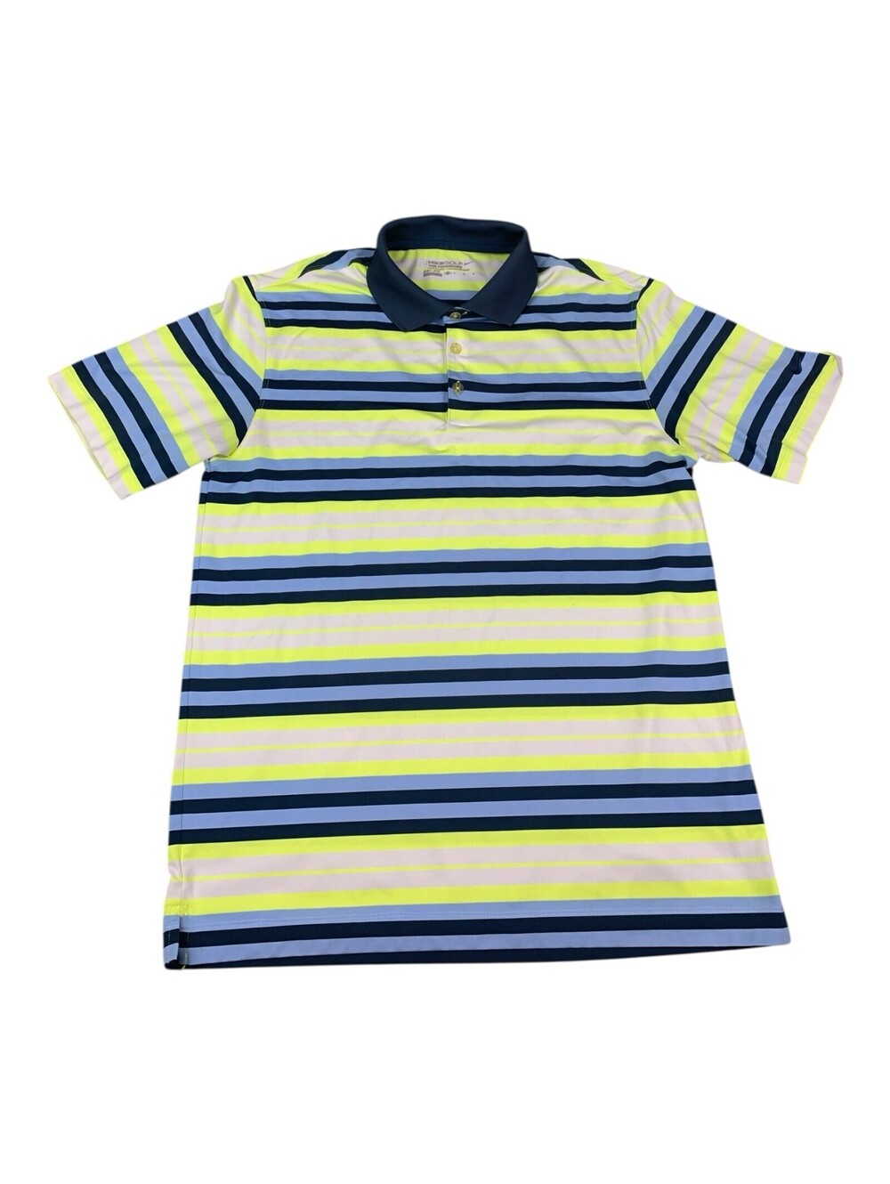 Nike Golf Dri-Fit Polo Shirt, Tour Performance, Green Blue Stripes Men's Medium